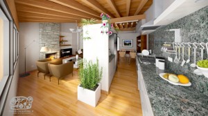 Vista zona salón y cocina