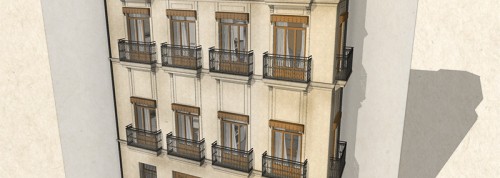 Fachada edificio viviendas calle Burguerins